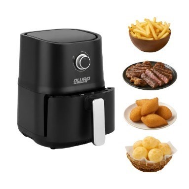 Fritadeira Elétrica Air Fryer 24V Caminhão Motorhome Preto Capacidade 3 litros Antiaderente