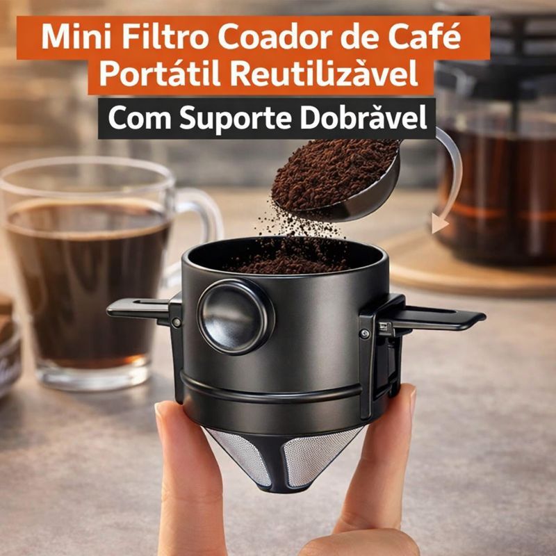Filtro de café dobrável aço inoxidável portátil gotejamento café titular funil cesta reutilizável