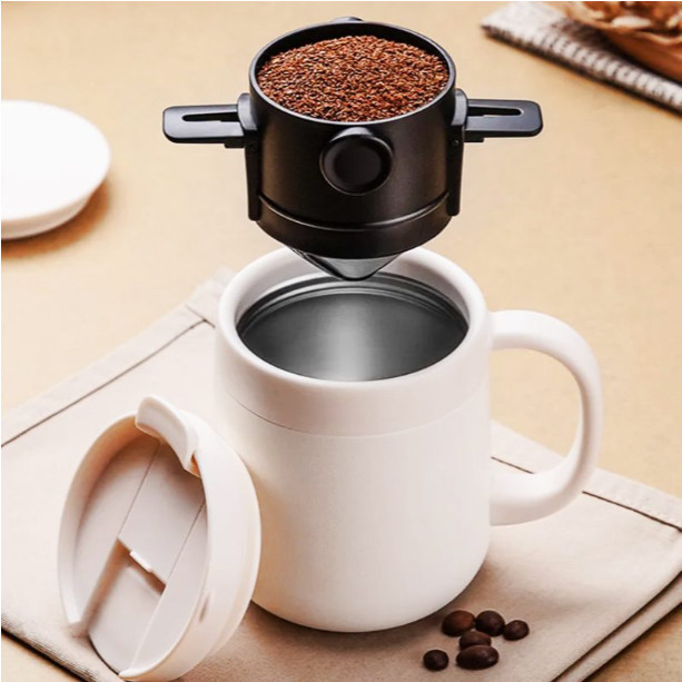 Mini Filtro Portátil Coador Reutilizável Com Suporte Dobrável Abas Laterais  Café Chá Cozinha