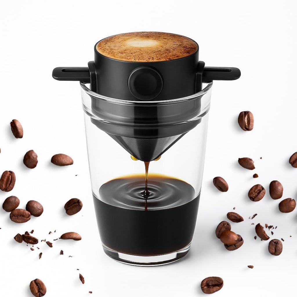Mini Coador de Café Filtro de Café, Chá Reutilizável com Abas Laterais lavável portátil Aço Inox