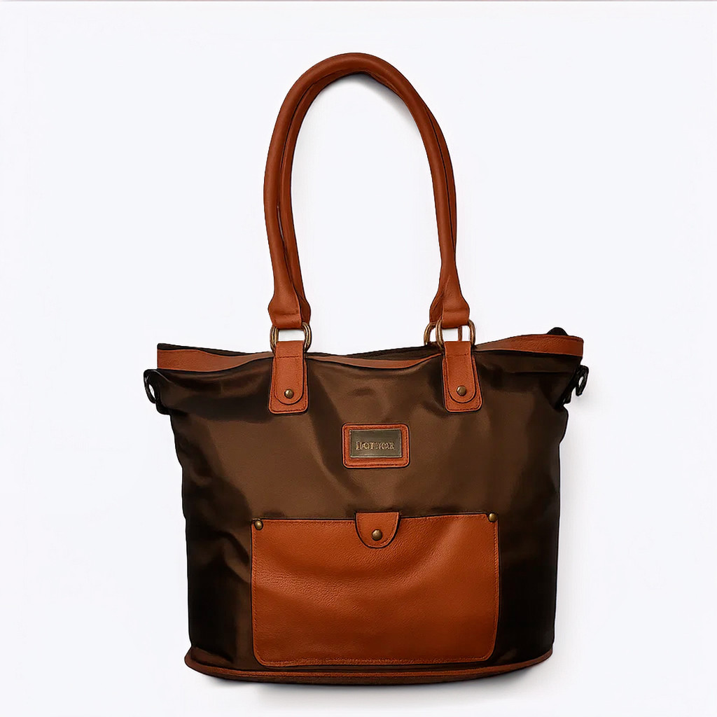 Conjunto 2 Pçs Bolsa De Ombro + Necessaire Maquiagem Marrom