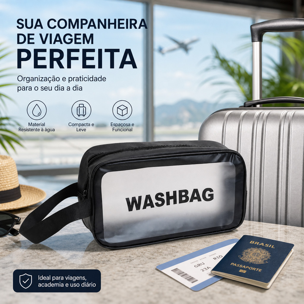 4 Conjuntos Necessaire Preta Impermeavel Resistente E Compacta