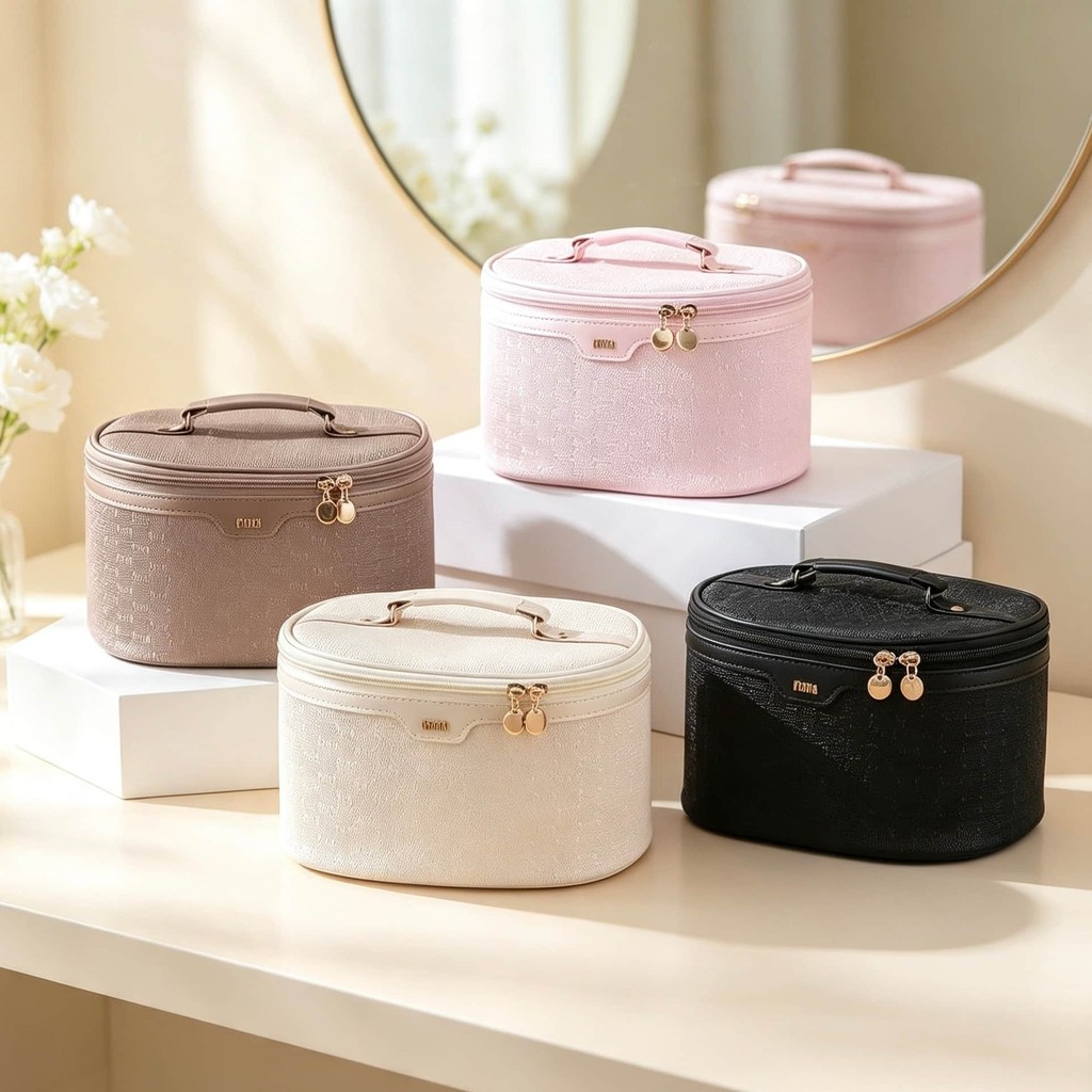 Conjunto com 2 Bolsas Organizadoras de Maquiagem Necessaire de Viagem Feminino 5 Cores Disponíveis