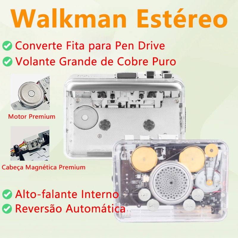 Walkman Portátil Ezcap Toca Fita Cassete, Conversor de Áudio para MP3, Captura Digital Sem Necessidade de Computador