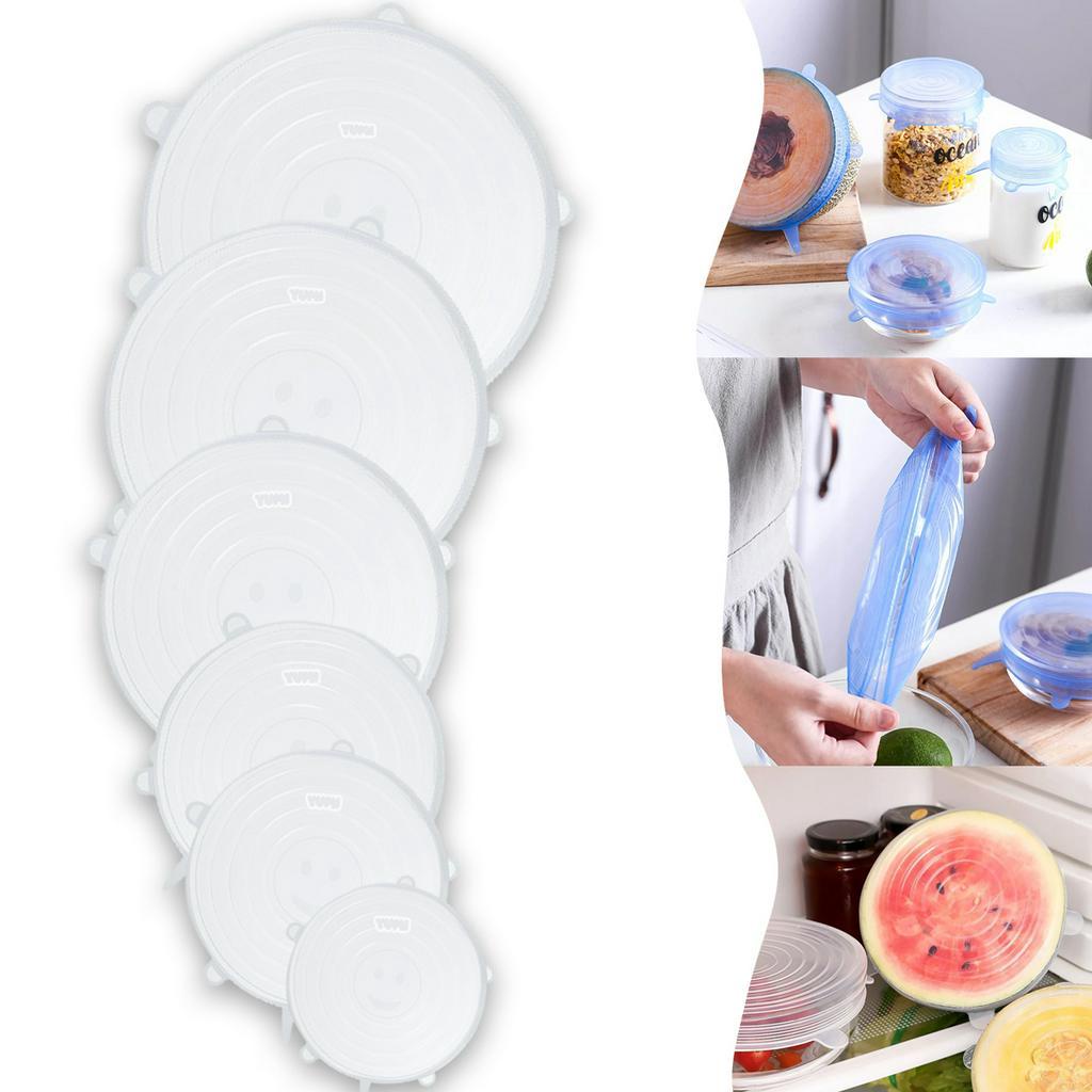 Kit 6 Tampas Tampa Silicone Elastica Reutilizável Elástica Para Potes Panela Cozinha Flexivel