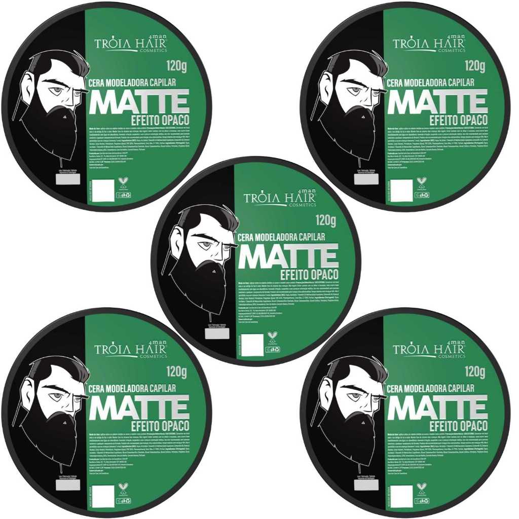 5 Cera Modeladora Matte 120g Fixação Suave Troia Hair
