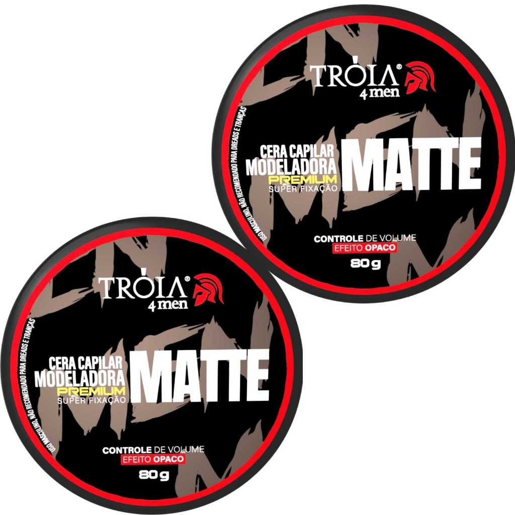 2 Cera Modeladora Matte 80g Fixação Suave Troia Hair