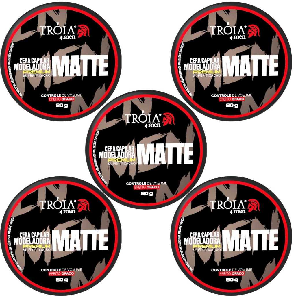 5 Cera Modeladora Matte 80g Fixação Suave Troia Hair