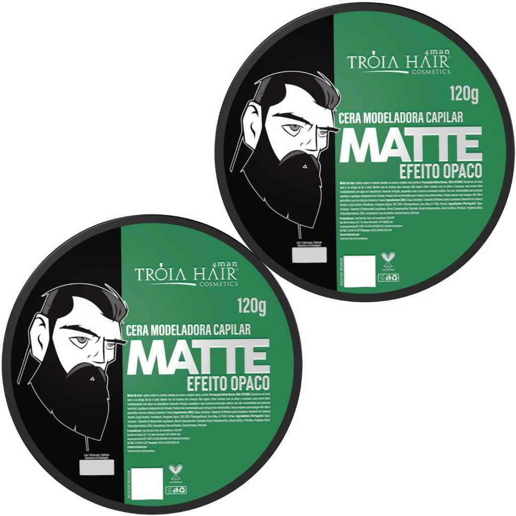 2 Cera Modeladora Matte 120g Fixação Suave Troia Hair