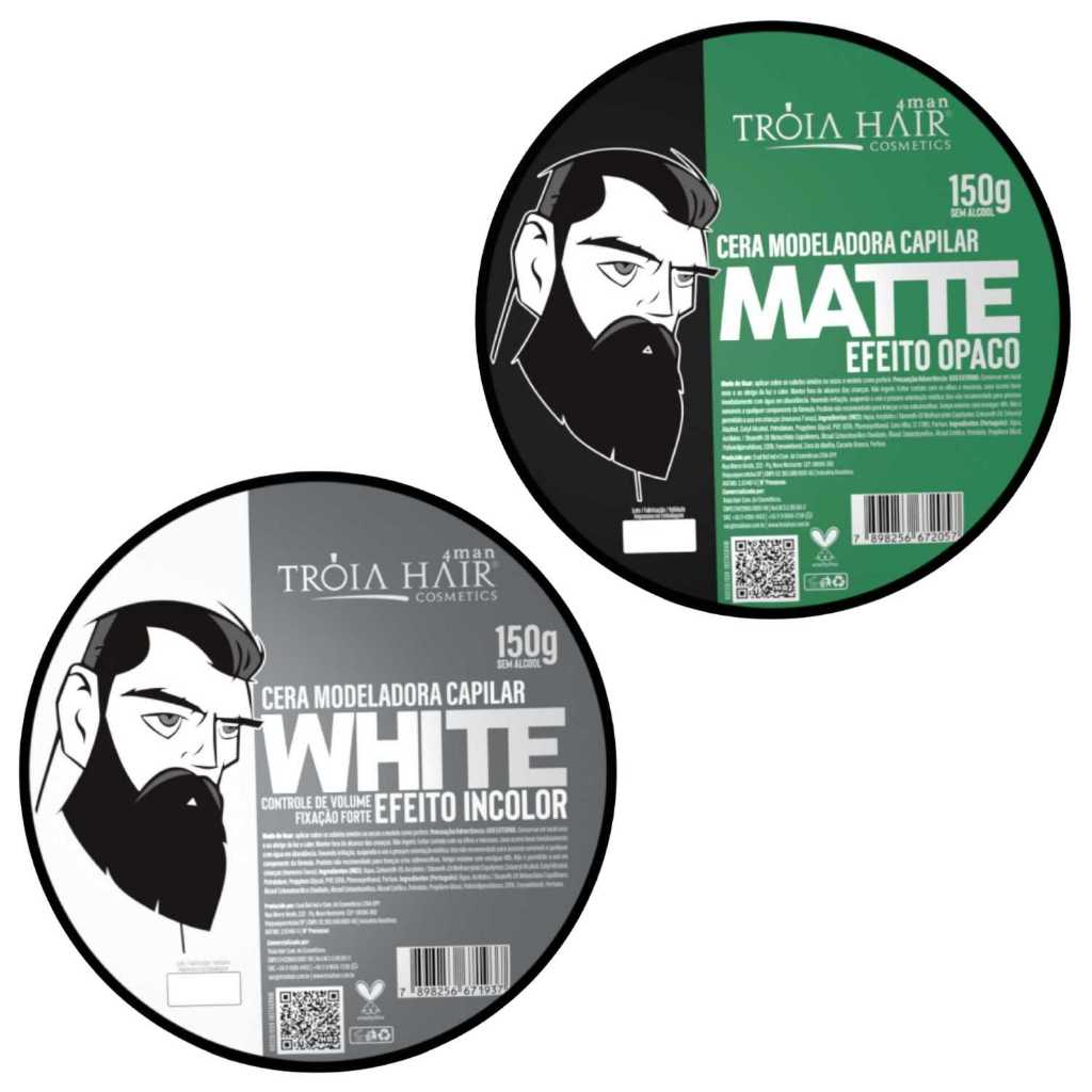 2 Cera Modeladora Incolor/Matte 150g Fixação Suave Troia Hair