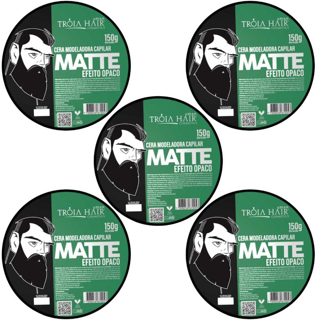 5 Cera Modeladora Matte 150g Fixação Suave Troia Hair