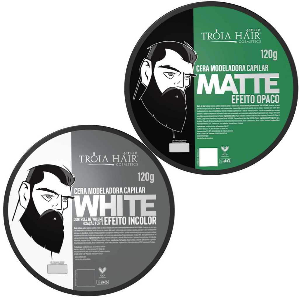 2 Cera Modeladora Matte/Incolor 120g Fixação Suave Troia Hair