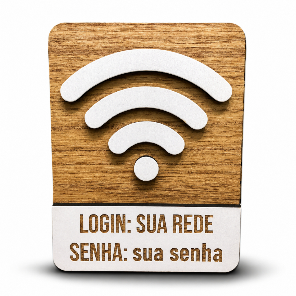 Placa de Sinalização Wi-Fi Personalizada em MDF Rede e Senha