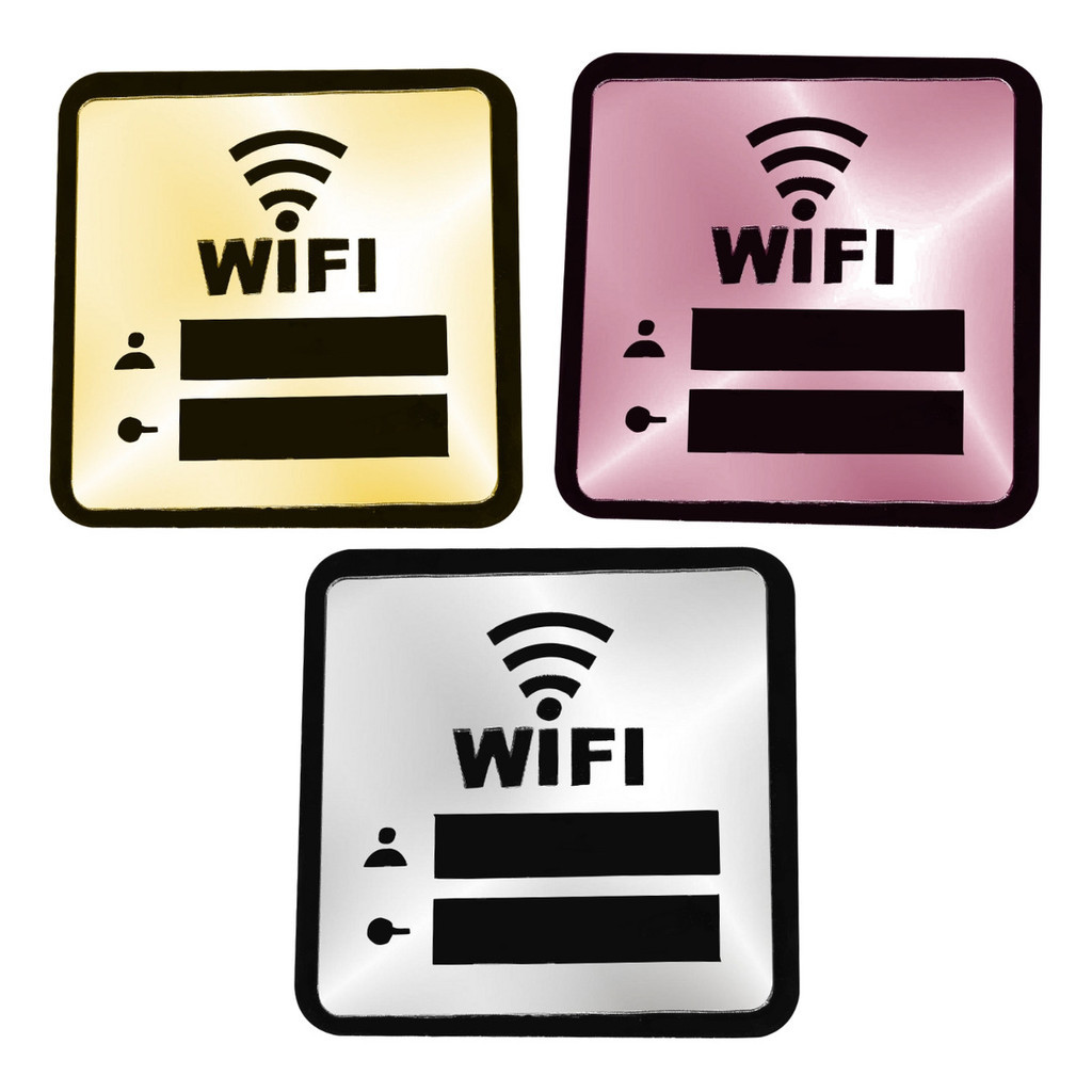 Plaquinha Acrílica Espelhada Display Senha Wifi Internet Rede Parede Balcão de Café Comércio