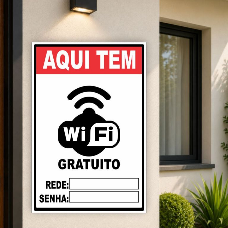 Placa Senha do Wi-Fi 20x15cm Para Comércios Empresas e Recepção