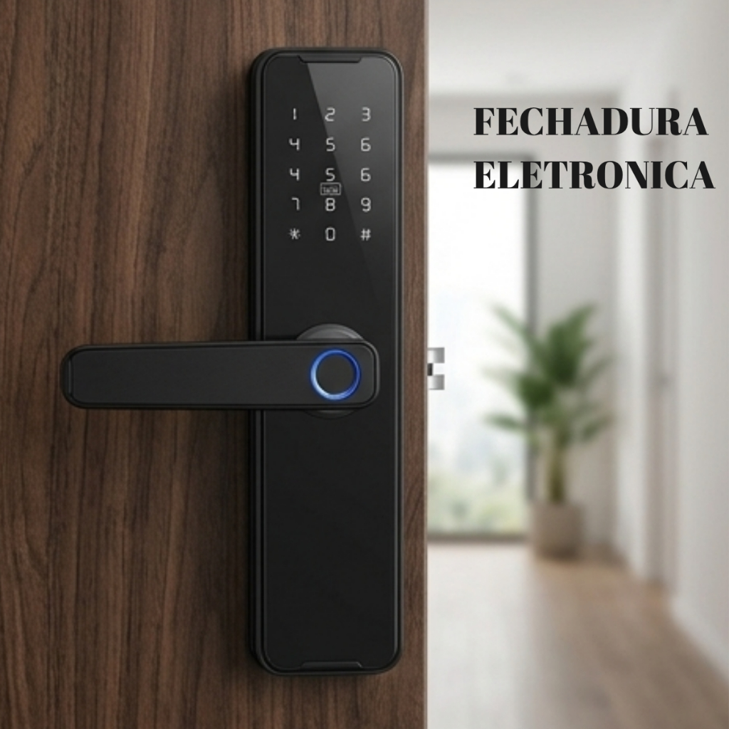 Fechadura Eletrônica Inteligente X5 com Biometria WiFi Alexa Senha Cartão RFID e App Tuya