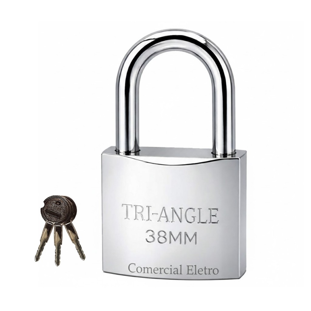 Cadeado Tritan 38mm Chave Sistema Tri antifurto para corrente portão armario gaveta ferrolho mala