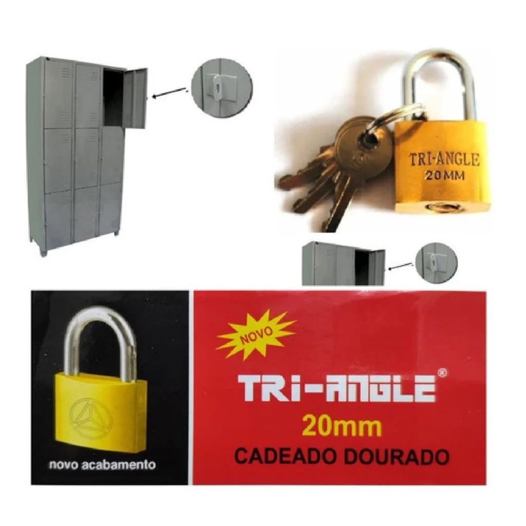 KIT Cadeado tri-angle 20mm cx com 3 unidades