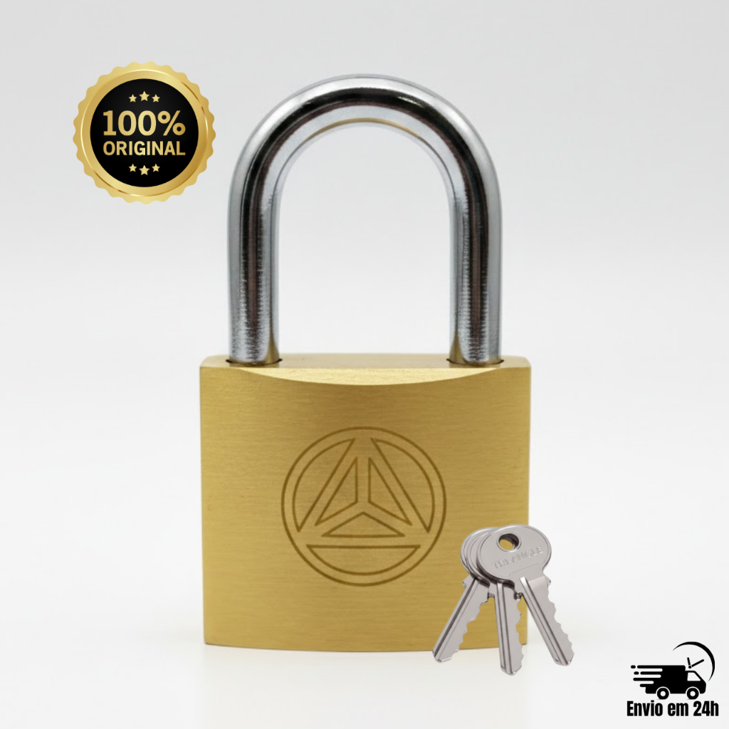 Cadeado Tri-Angle Original Com 3 Chaves Segurança Para Armário Mala Portão Varias Medidas