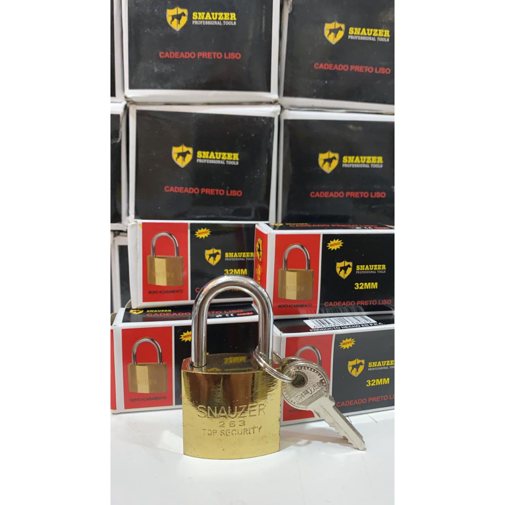 Cadeado Tri-angle 38 Mm Dourado C/ 3 chaves