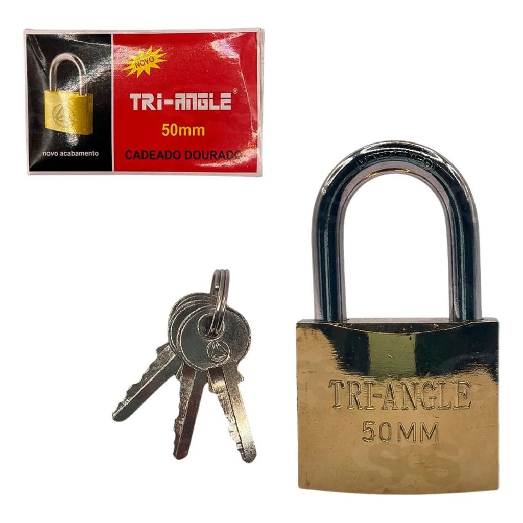 Cadeado Dourado 50mm Em Latao Tri-angle