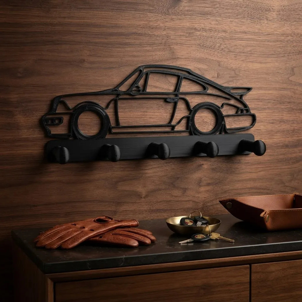 Porta Chaves Carro Porsche Antigo Retro Esportivo 5 Ganchos