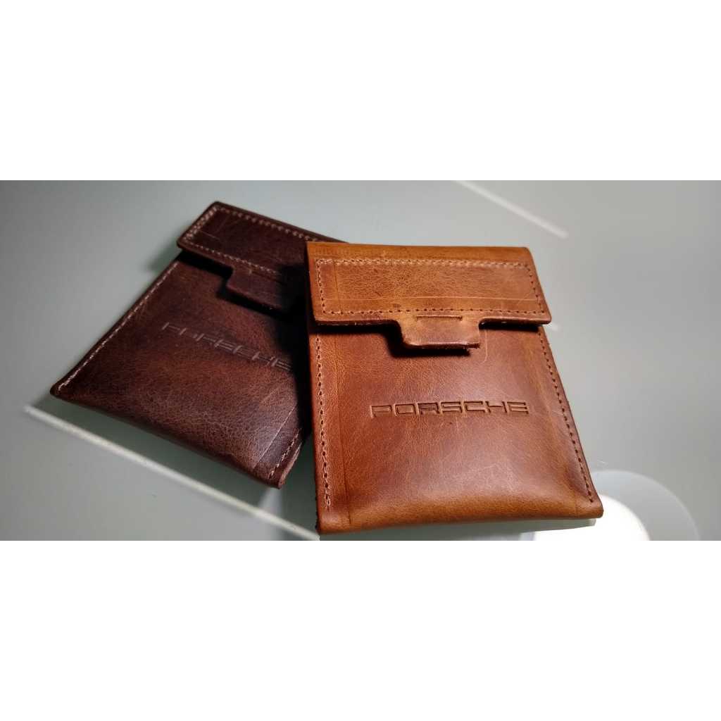 Porta Cartões Porsche couro legítimo premium natural