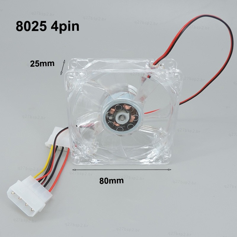 4 Pinos 8cm 8025 Ventilador De Refrigeração Sem Escova Com Verde Vermelho Bule Branco 4 Cores LED Para Computador Caso 8