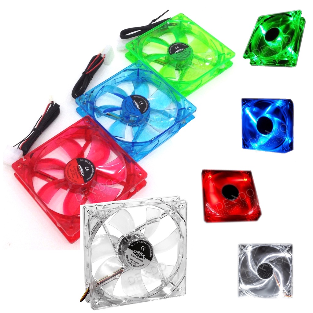 Cooler Fan 12cm 12v Com Led Gabinete Ventoinha Cores Azul Verde Vermelho Branco