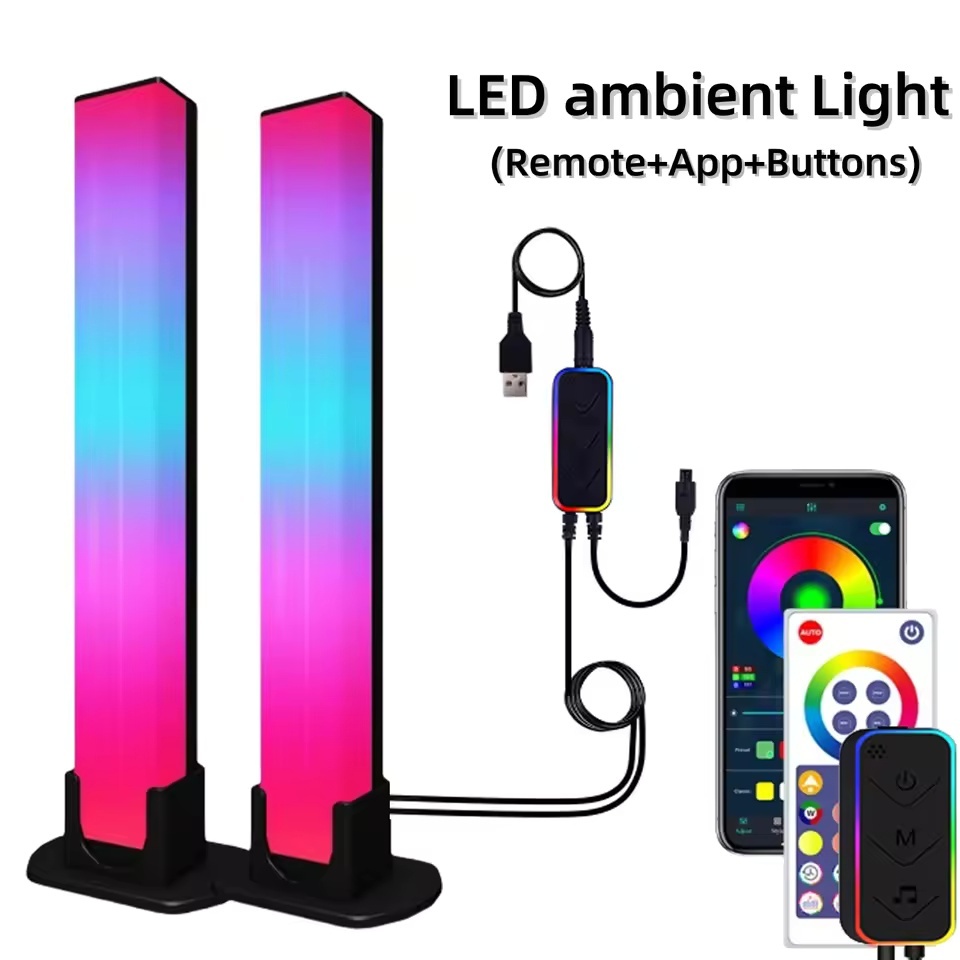 Desktop Jogos Humor Decoração Inteligente RGB LED Barras De Luz 16 Cores Ajustáveis Música Sincronização Ritmo Captador