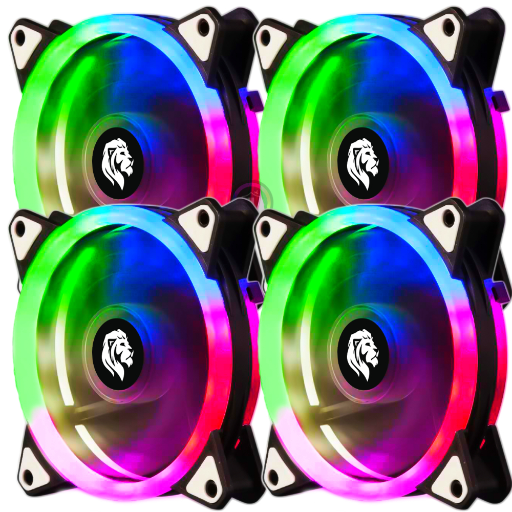 Kit 4 Cooler Fan Led RGB 120mm 12cm Cpu PC Gamer Ventoinha Várias Cores