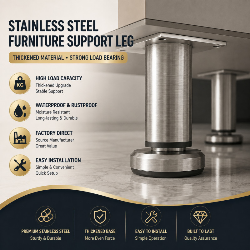 Adjustable Stainless Steel Furniture Legs Cabinet Feet for Sofa Coffee Table Bed, Heavy Duty Load C