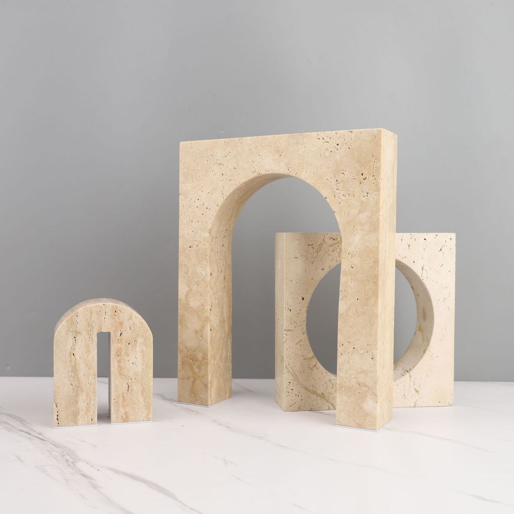 YTI9 Nordic minimalist creative arch-shaped travertine ornament for model home, TV cabinet, coffee table, living room ho