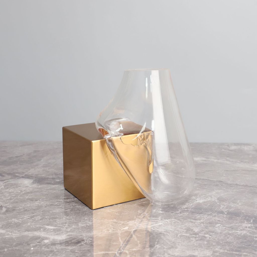 CODJ Minimalist modern glass fluid vase, sample room coffee table, TV cabinet, desktop, living room, entryway, decorativ