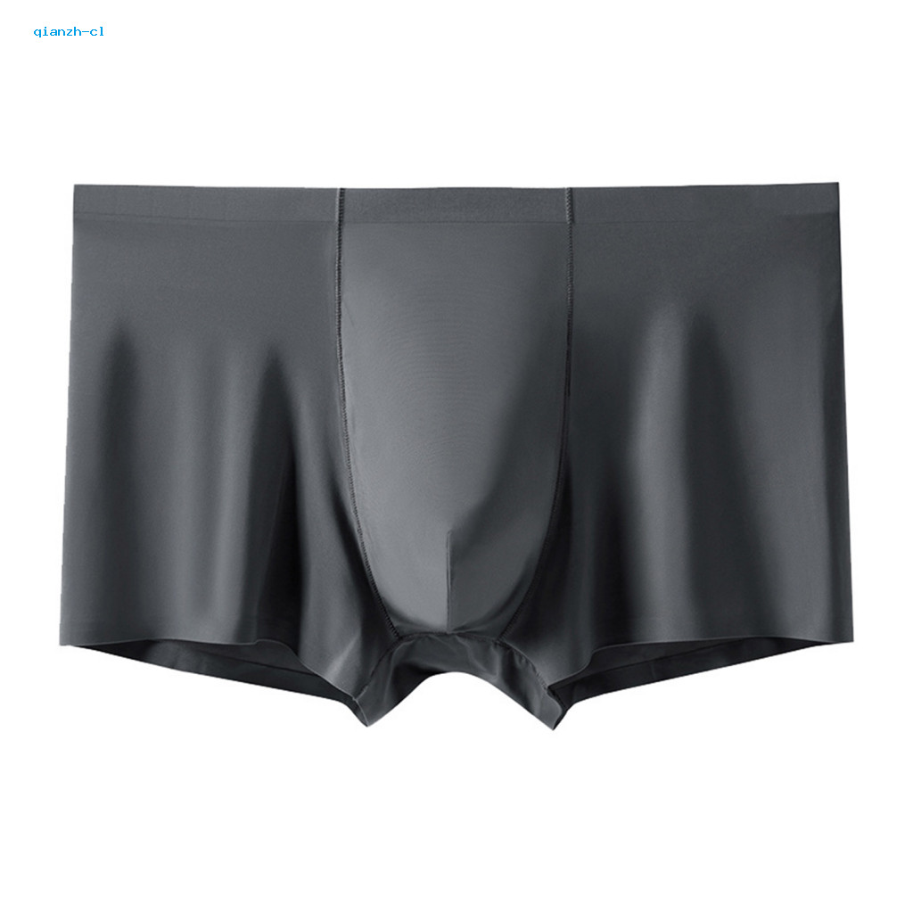 Men Boxer Briefs Breathable Men's Seamless Mid-rise Quick-dry Underwear Thin Smooth Solid Color Shorts for Comfort and S