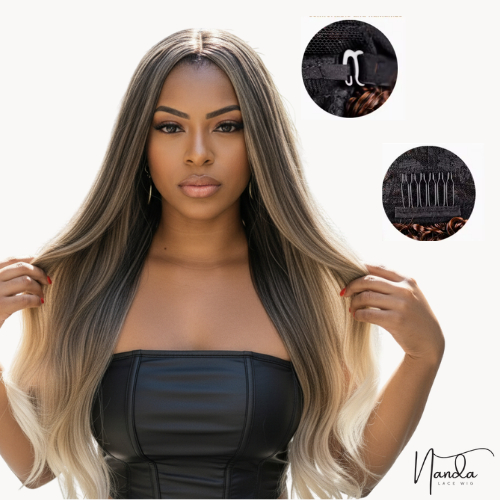 PERUCA LACE WIG LONGA ONDULADA SEM FRANJA