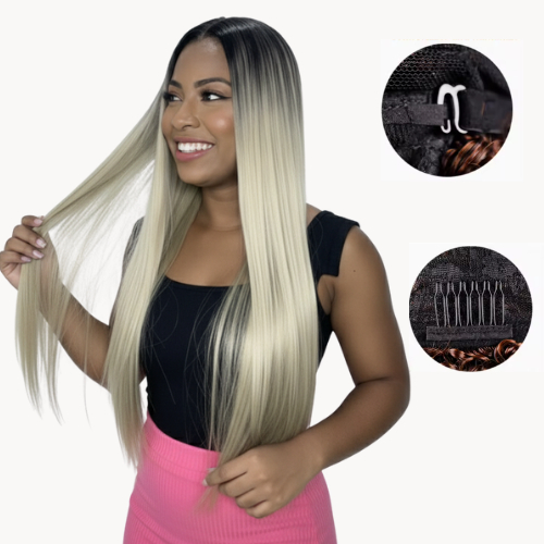 PERUCA LACE WIG LONGA LISA SEM FRANJA LOIRA 70cm