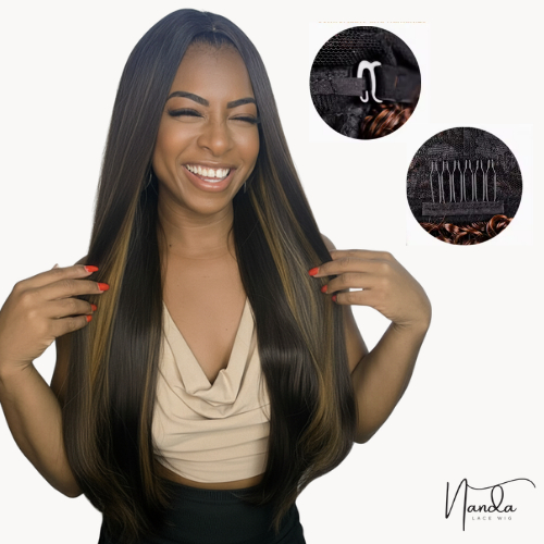 Peruca Wig Lace Longa Lisa Sem Franja  70cm
