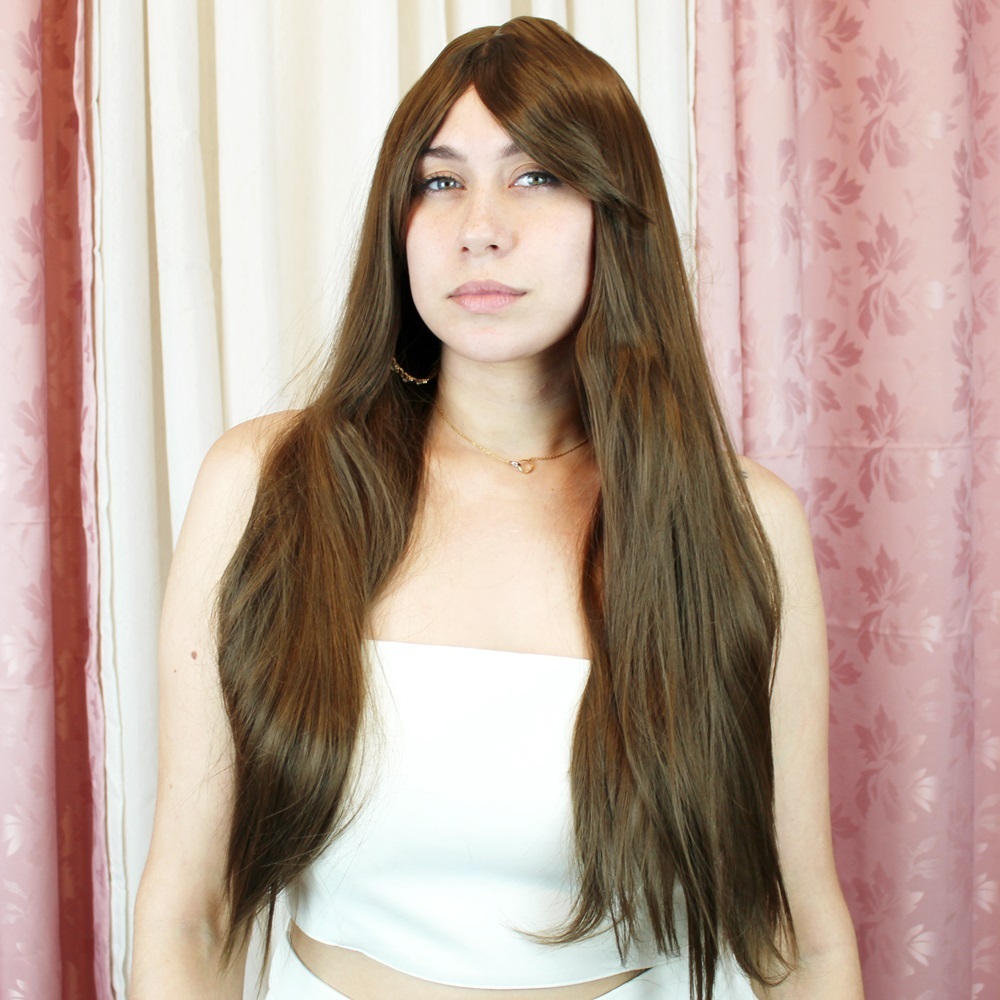 PERUCA WIG LISA LONGA COM FRANJA FIBRA PREMIUM CORES