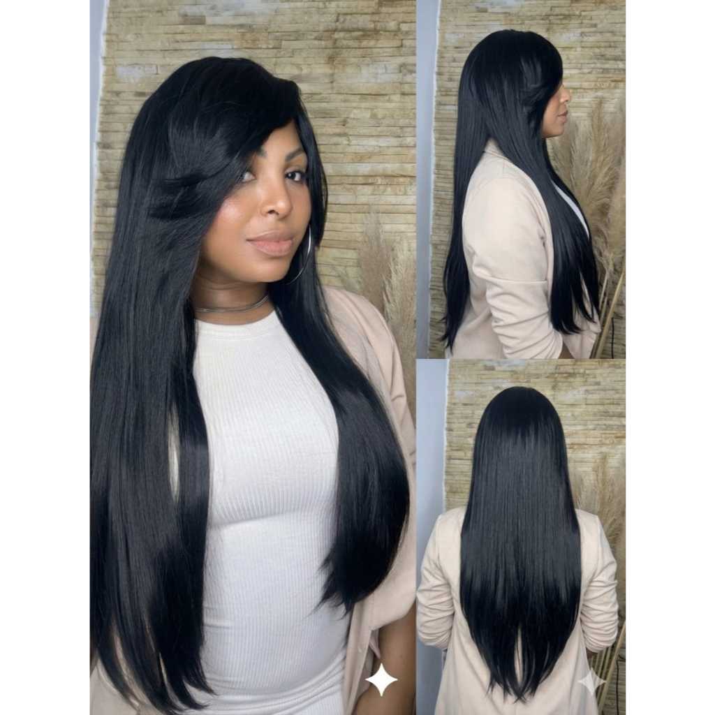 Peruca Wig Lisa Longa Com Franja 70 Cm