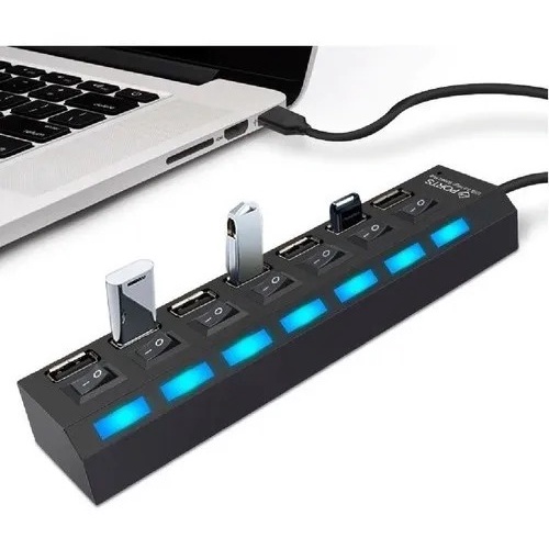 Hub Usb  7 Portas Pen Drive Teclado Splitter 480mbps Hd