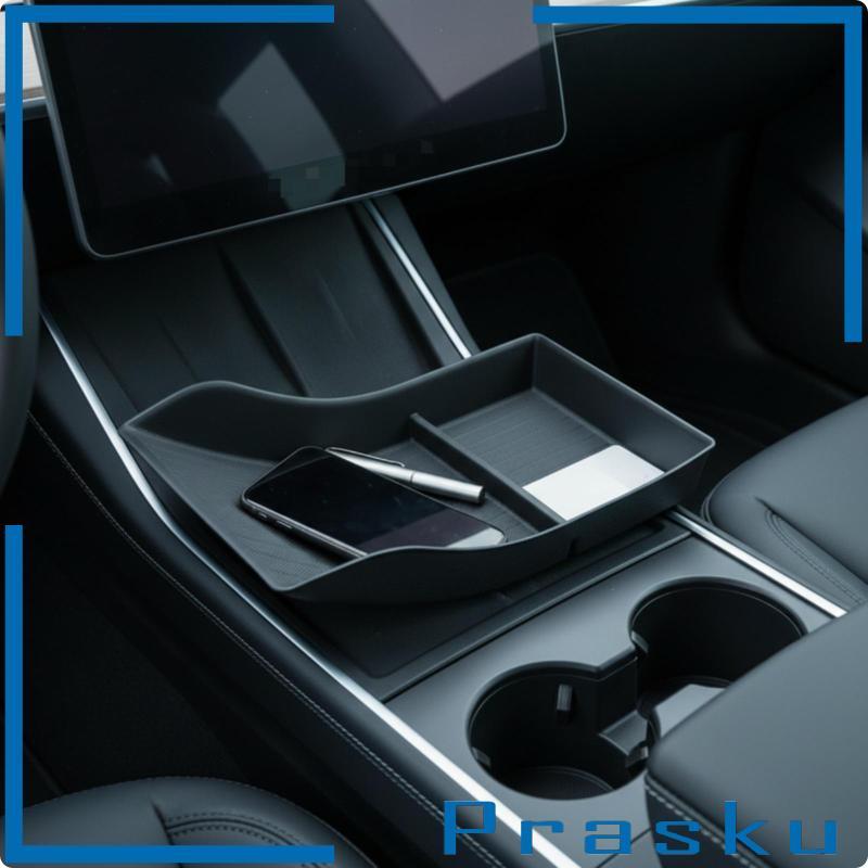 [Prasku] Bandeja Organizadora De Almofada De Console De Veículo TPE Moldada Para Tesla Model 3 Y Inserção De Armazenamen