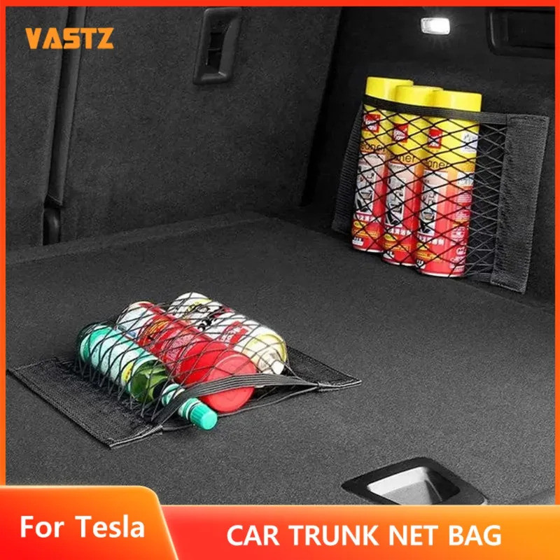 Para Tesla Model 3 S X Y, Bolsa de Armazenamento para Porta-Malas, Rede Adesiva, Acessórios para Carro, Organizador de C