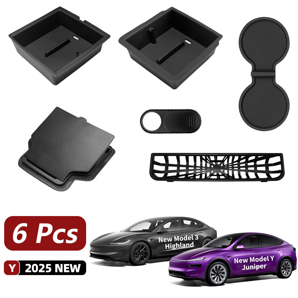 Adequado para a nova caixa de armazenamento silenciosa de dupla camada do console central do Tesla Model Y/3 com combina