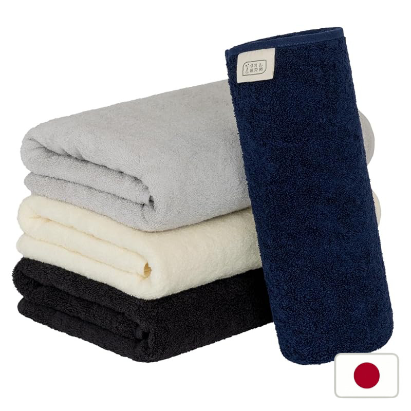 Towel Research Institute [Everyday Simple] #001 Bath Towel MIX.b 4-Piece Set Standard Type Medium Thickness Low Lint Fas