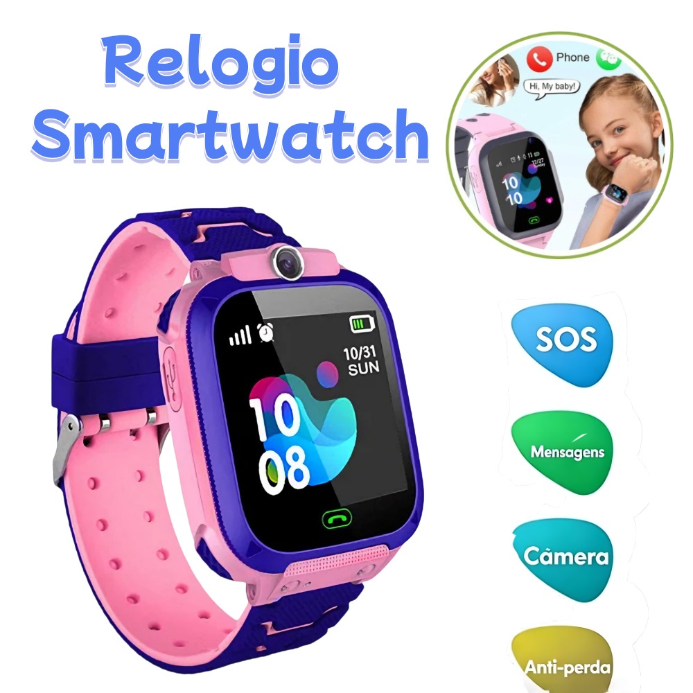 Relógio Smartwatch Infantil Rastreador GPS ,Câmera, SOS, Chat de Voz 【Só funciona com 2G】