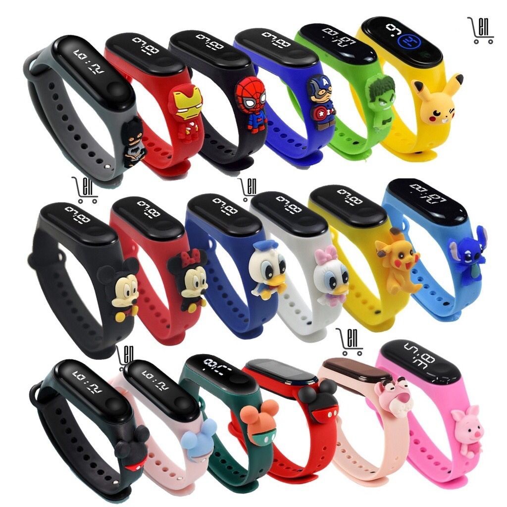 Relógio Digital Led Infantil Disney Super Hérois Smartband