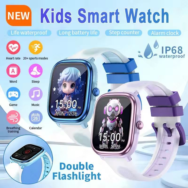 2026 Novo Smartwatch Relógio Inteligente Infantil 1.83 Alto-Falante HD Display Lanterna LED Multifuncional Monitoramento
