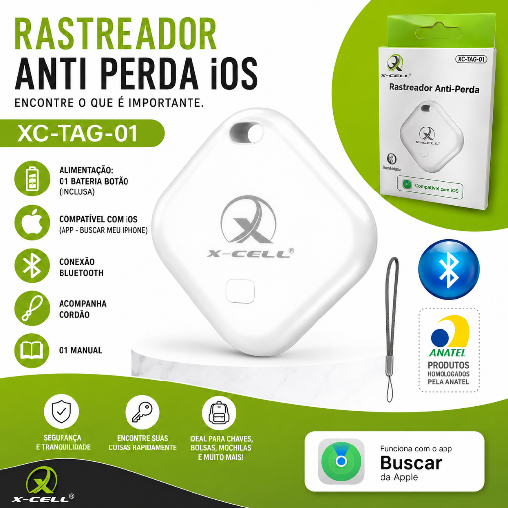 Rastreador Anti Perda Bluetooth XC-TAG-01 Compatível iOS Buscar Localizador de Objetos
