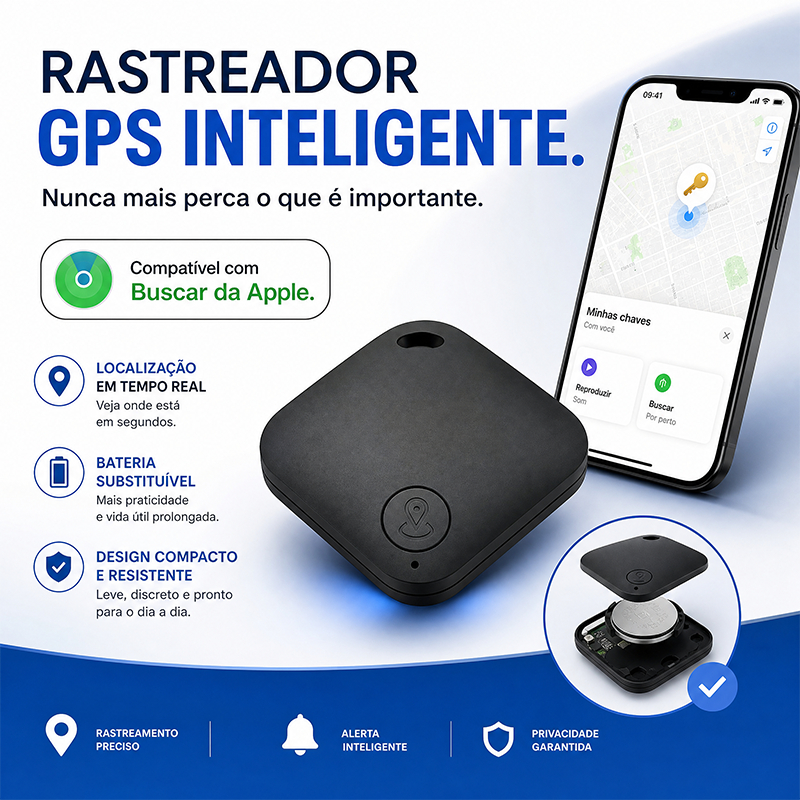 Localizador Inteligente GPS para iOS e iPhone Compatível com Apple Buscar Rastreador